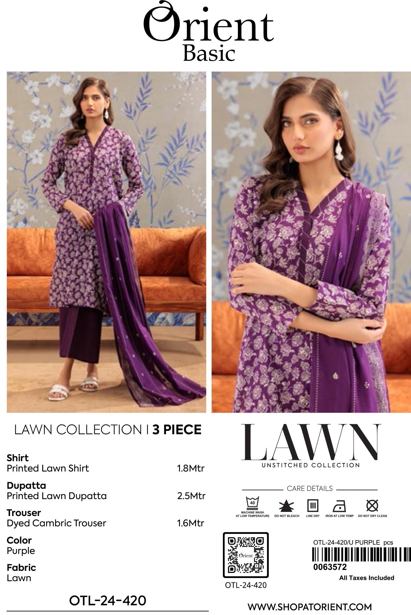 UNSTITCHED | 3 Piece | Printed Lawn | OTL-24-420