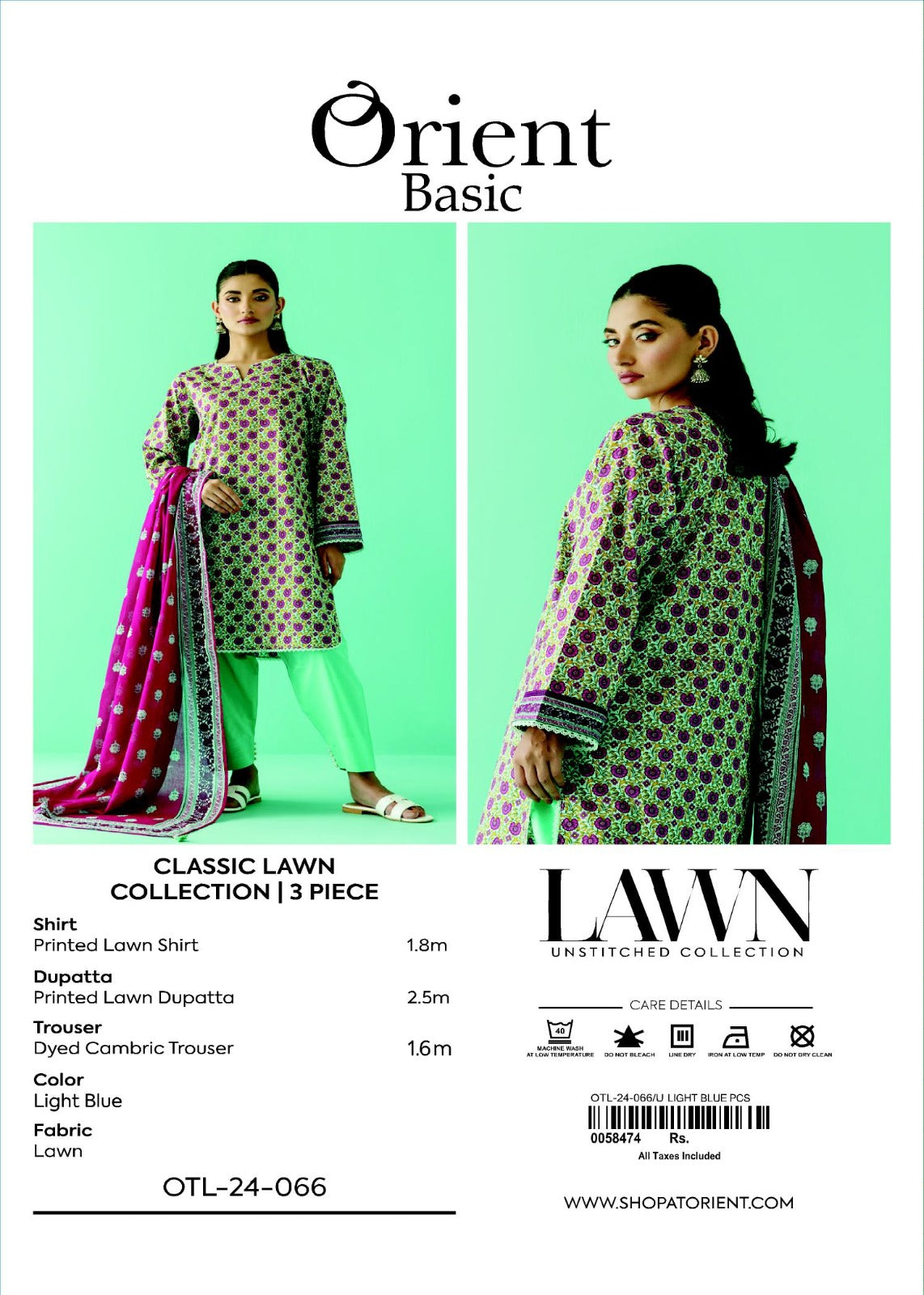 Unstitched | 3 Piece | Printed Lawn | OTL-24-066