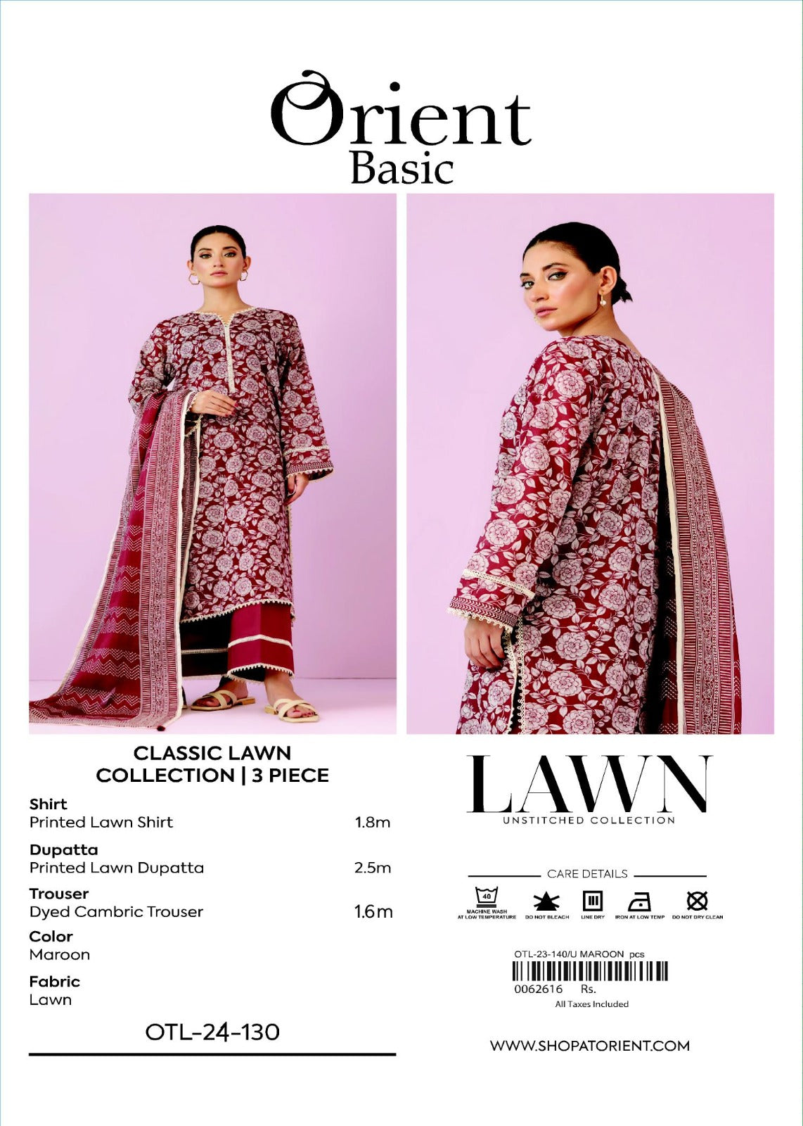 Unstitched | 3 Piece | Printed Lawn | OTL-24-130