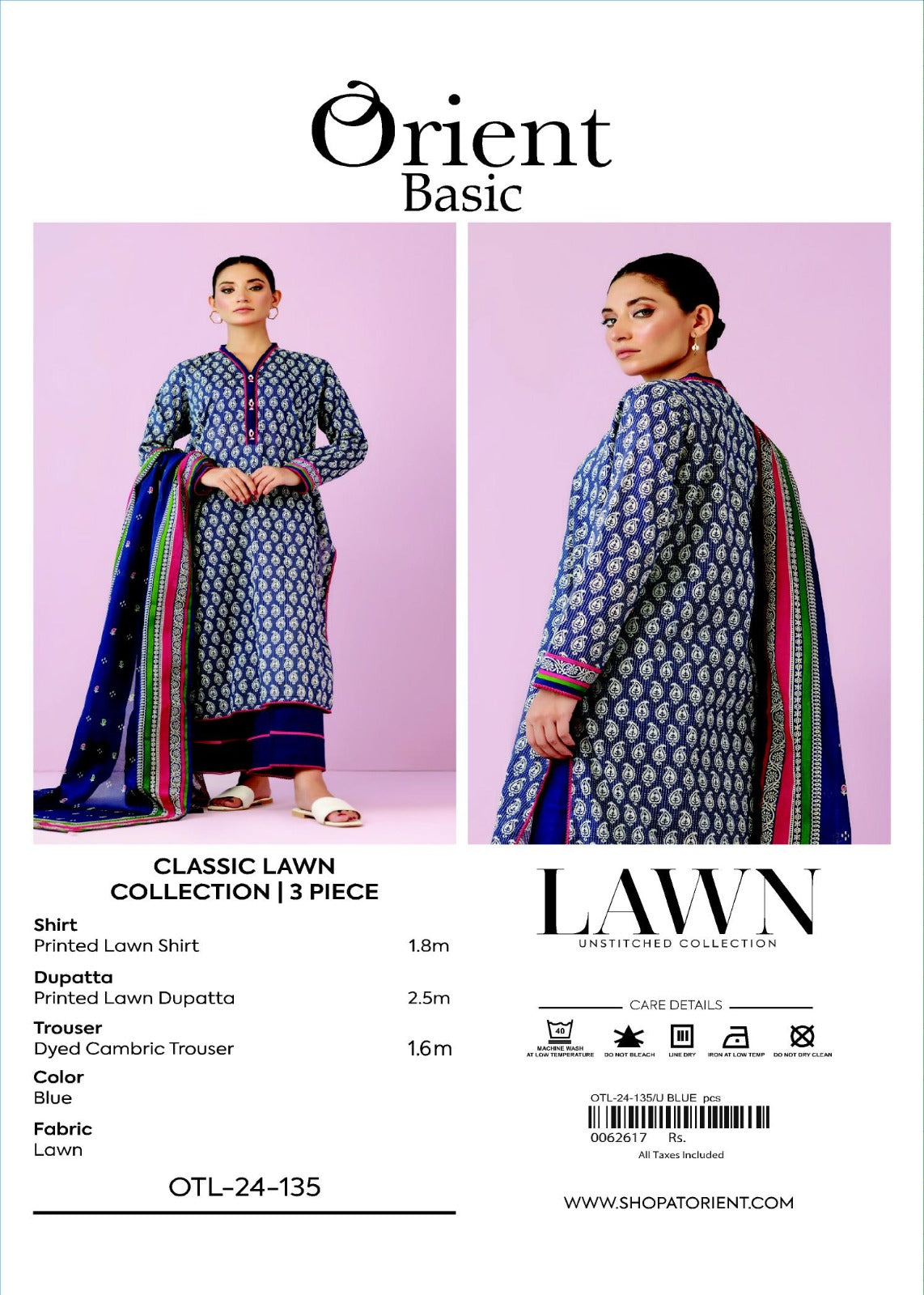 Unstitched | 3 Piece | Printed Lawn | OTL-24-135