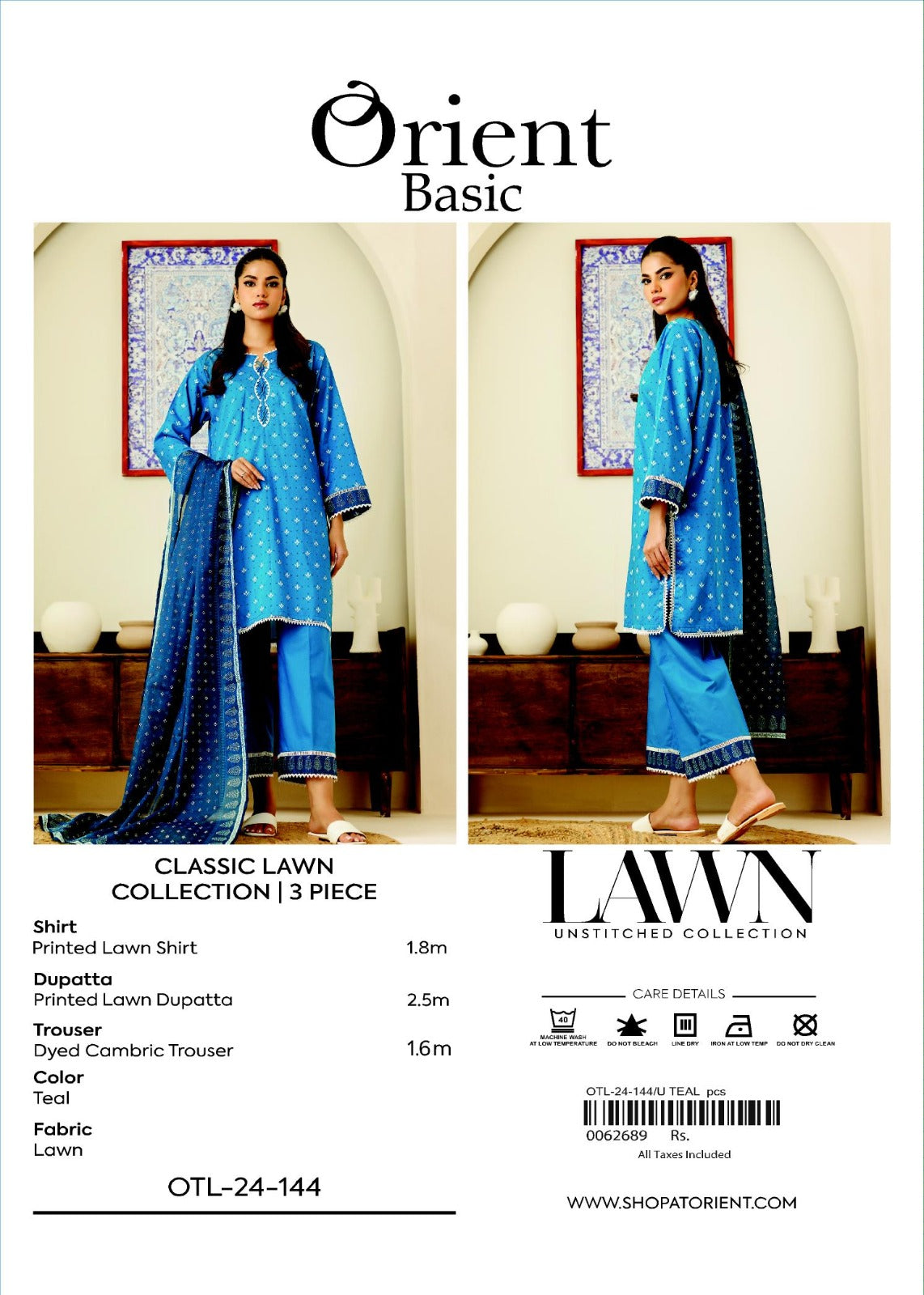Unstitched | 3 Piece | Printed Cambric | OTL-24-144