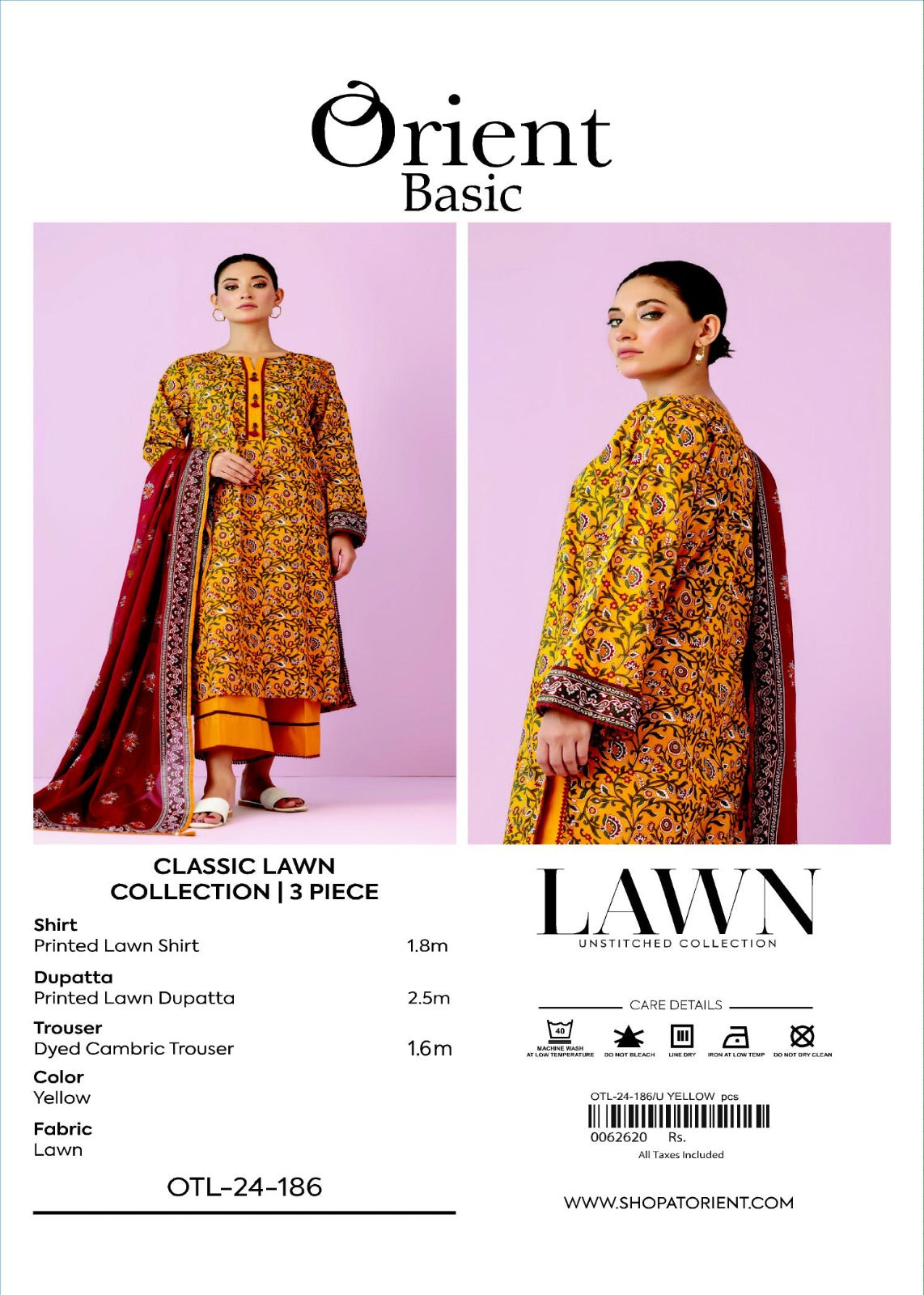 Unstitched | 3 Piece | Printed Lawn | OTL-24-186