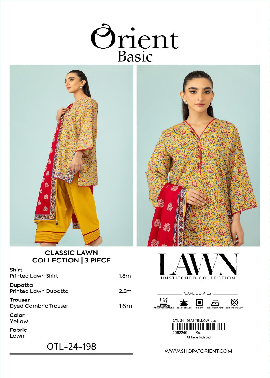 Unstitched | 3 Piece | Printed Lawn | OTL-24-198
