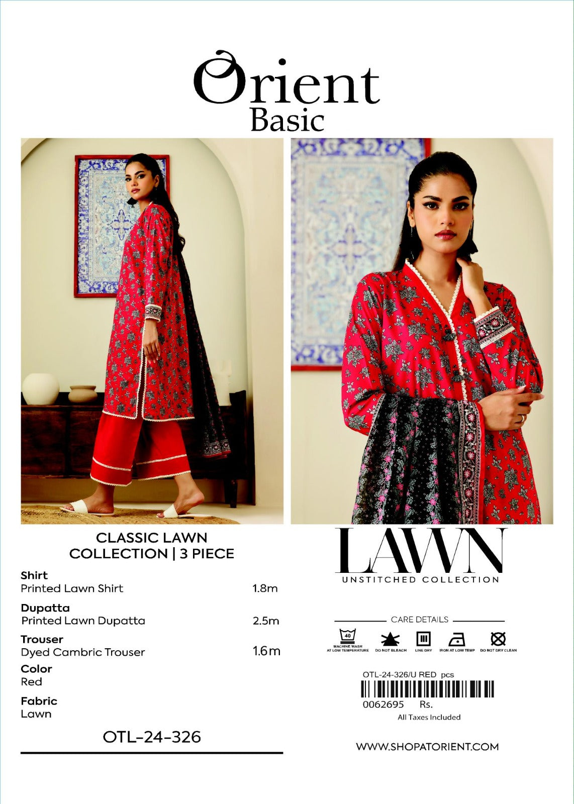 Unstitched | 3 Piece | Printed Cambric | OTL-24-326