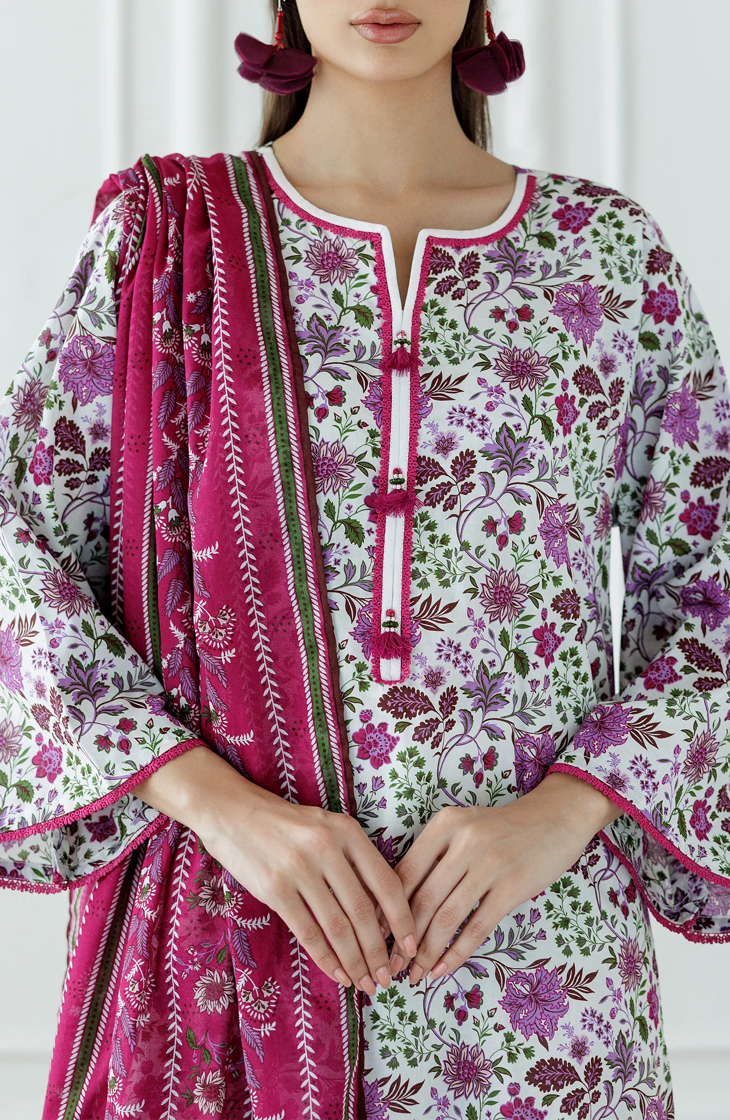 UNSTITCHED Printed Lawn Shirt Dupatta & Pant - 3 Piece Suits - OTL-25-099