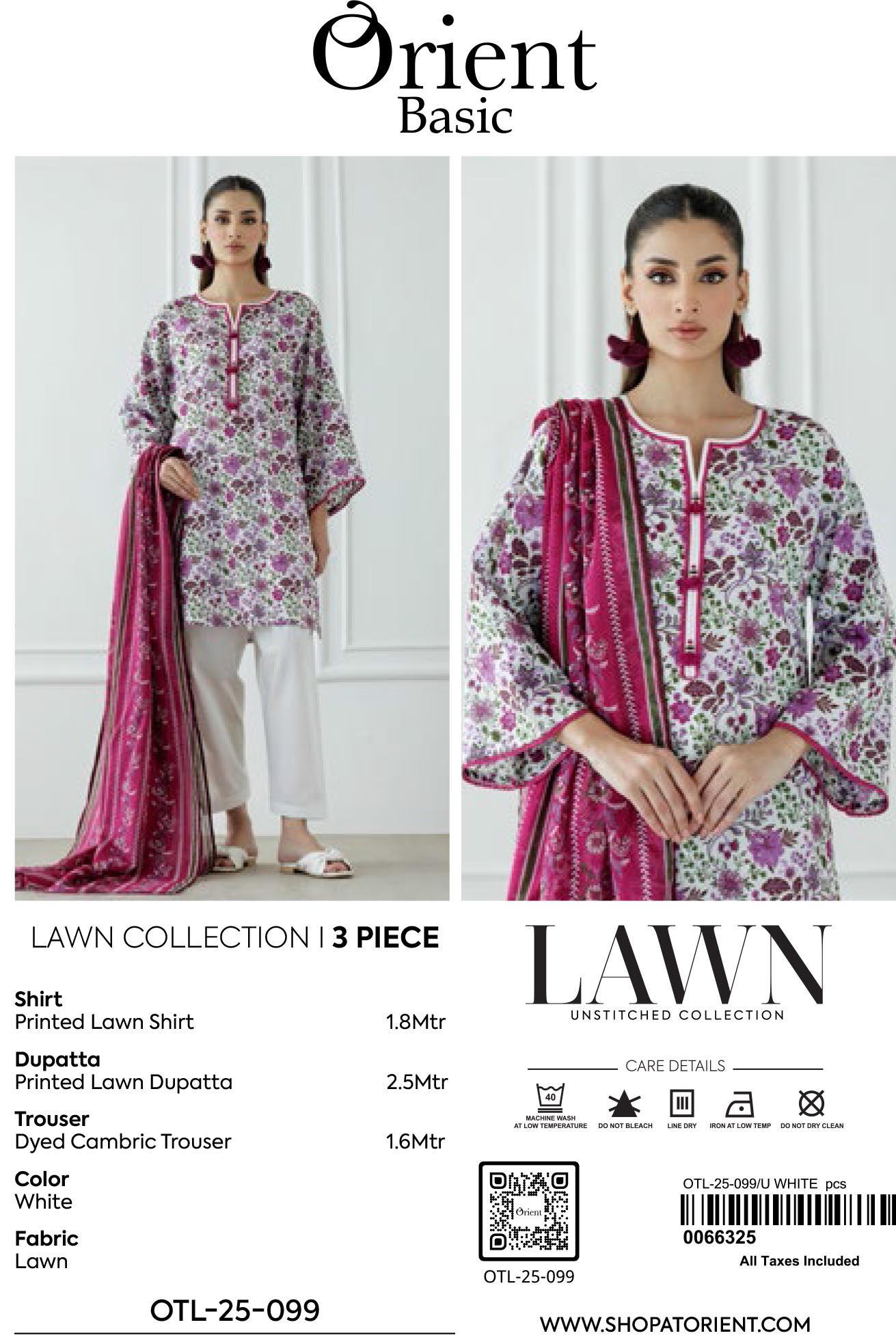 UNSTITCHED | 3 Piece | Printed Lawn | OTL-25-099