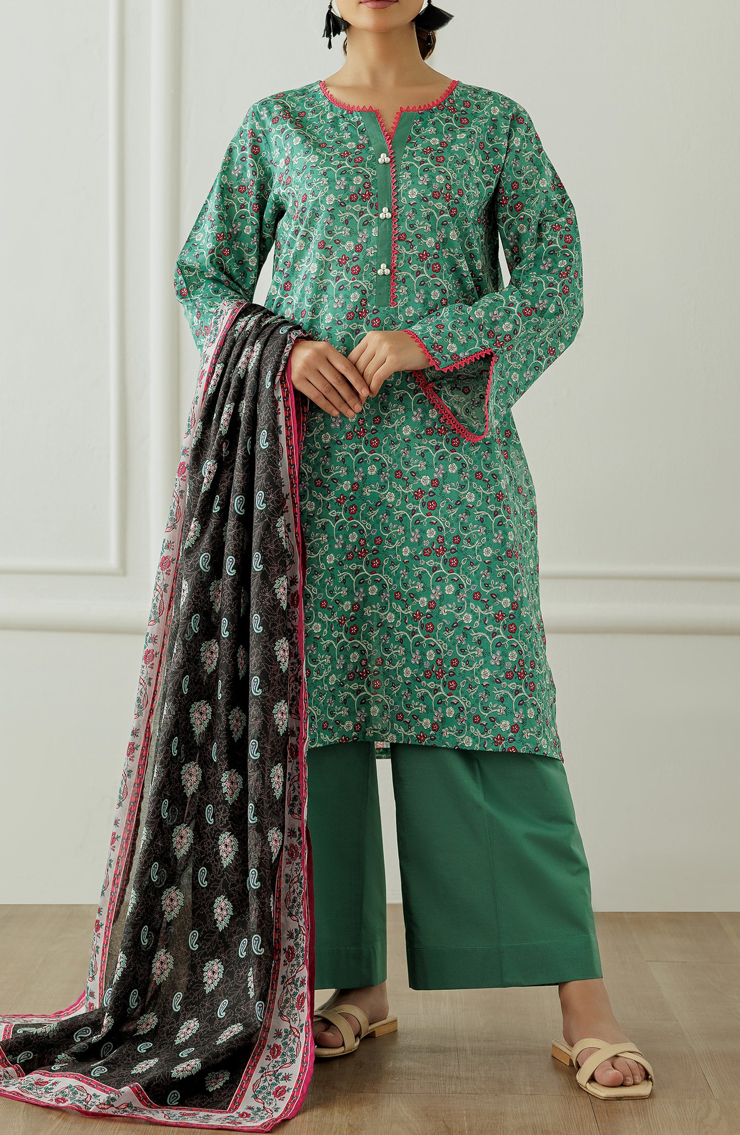 Stitched Printed Shirt Dupatta & Pant - 3 Piece - OTL-25-291