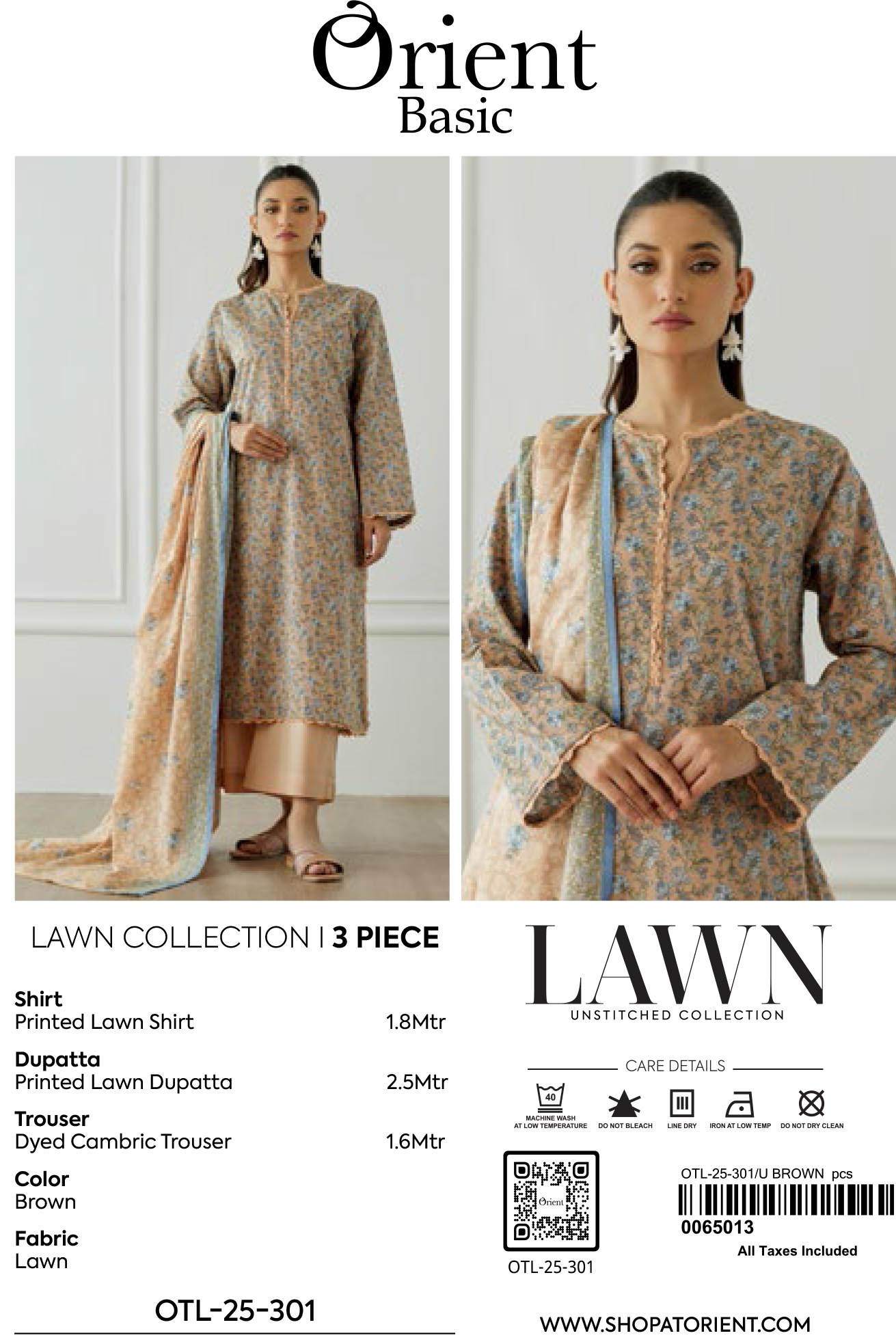 Unstitched | 3 Piece | Printed Lawn | OTL-25-301