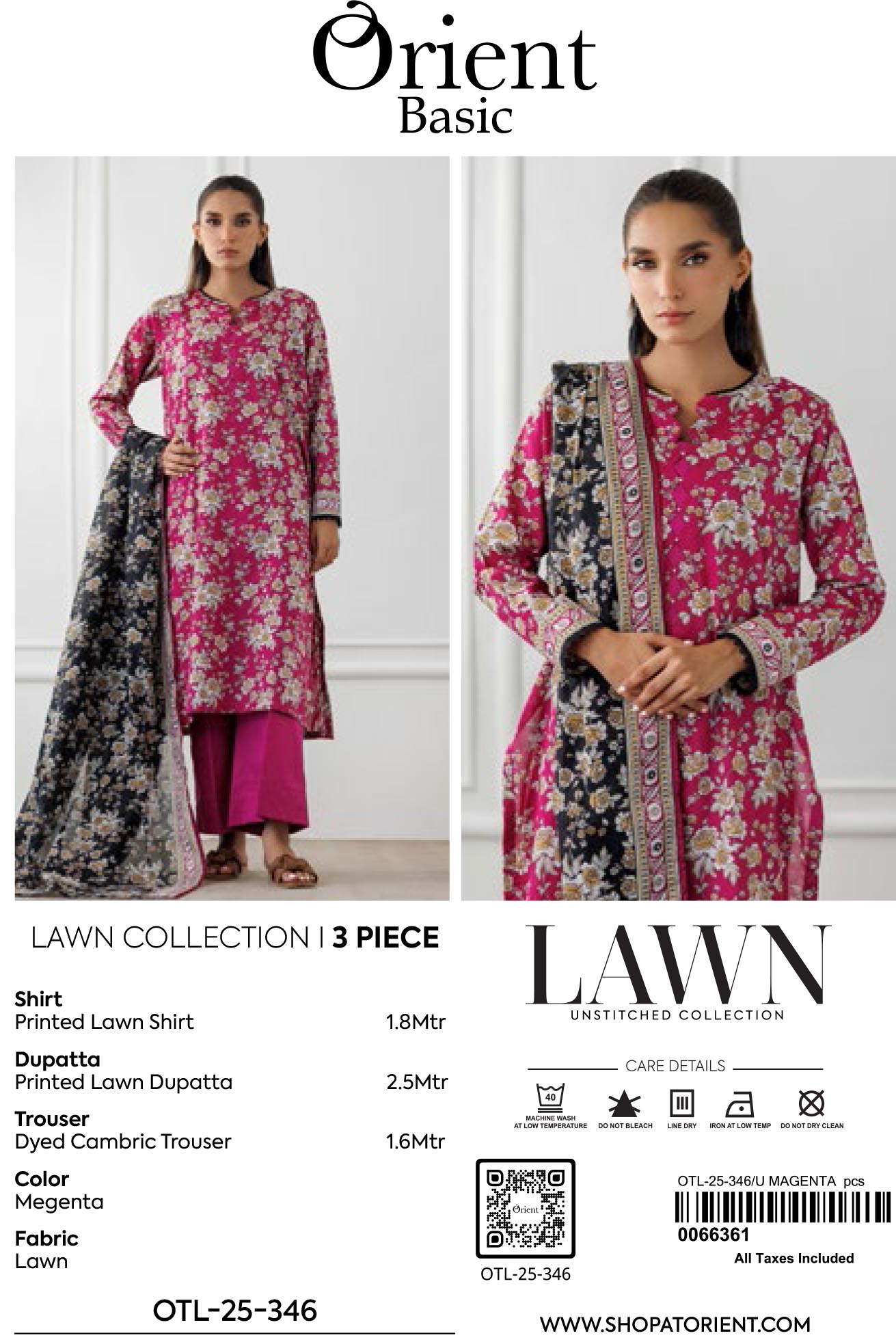 UNSTITCHED | 3 Piece | Printed Lawn | OTL-25-346