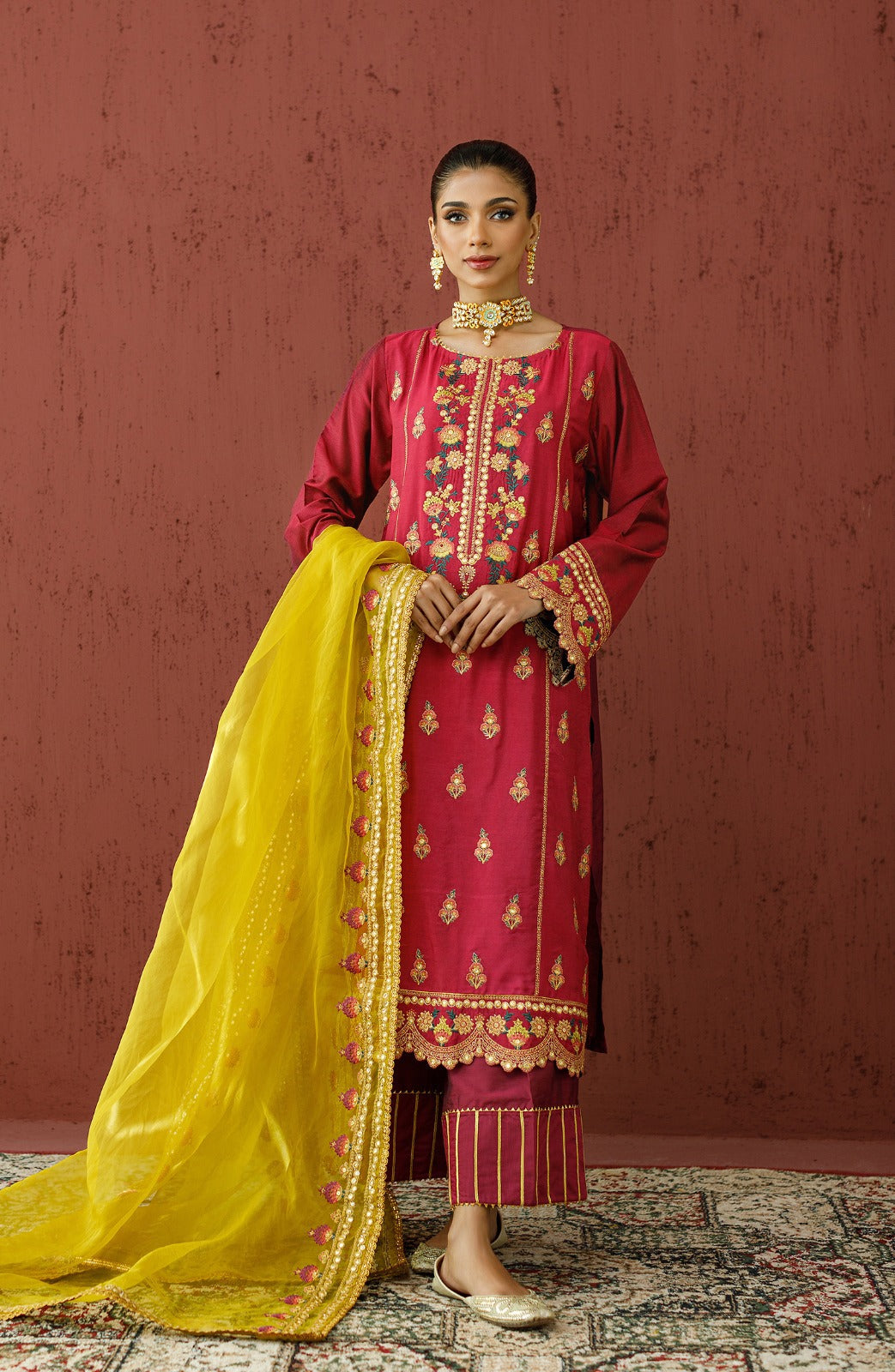OTLF-23-062/S PINK COTTON SILK Women READY TO WEAR SHIRT DUPATTA PANTS