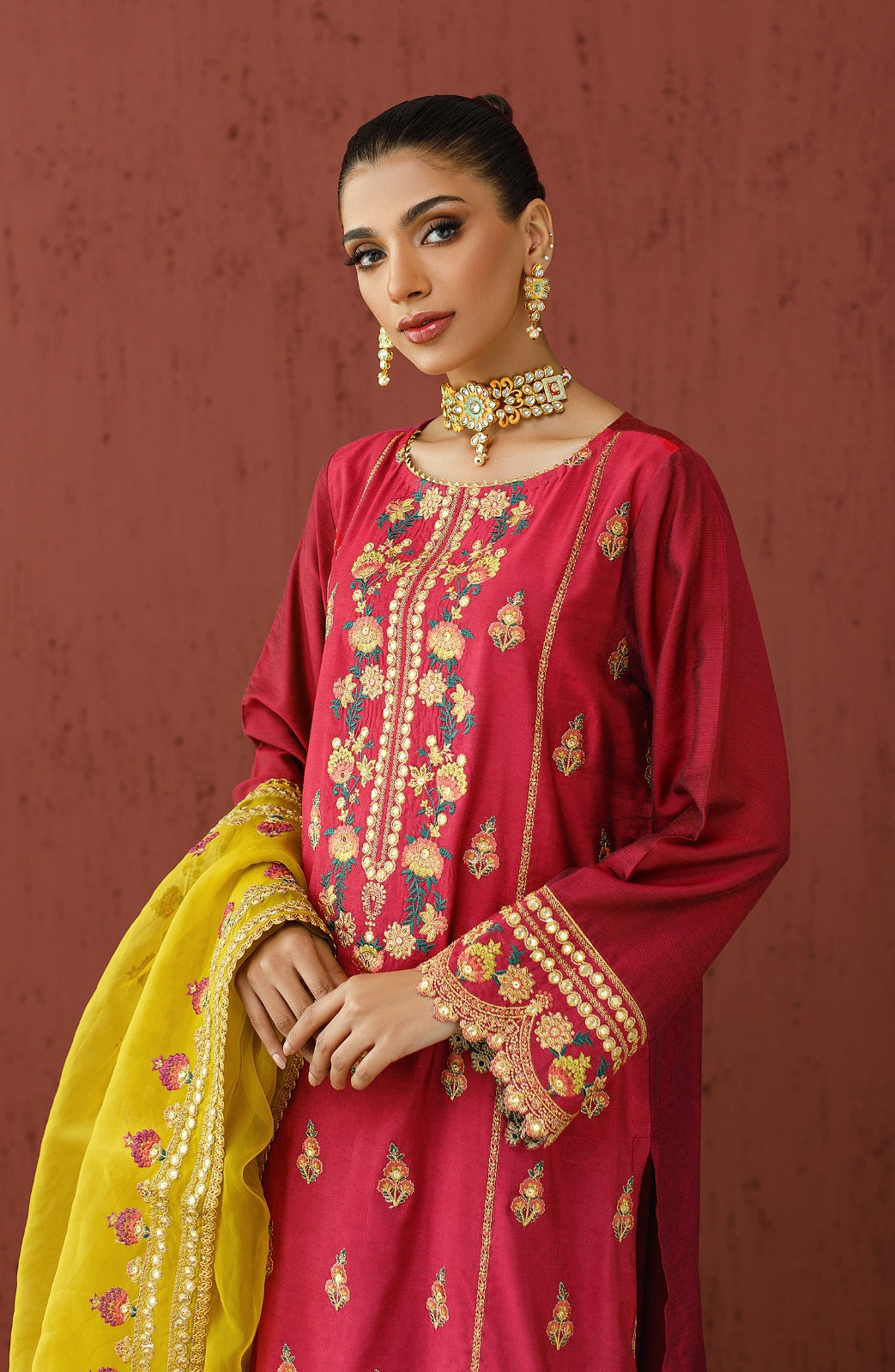 OTLF-23-062/S PINK COTTON SILK Women READY TO WEAR SHIRT DUPATTA PANTS