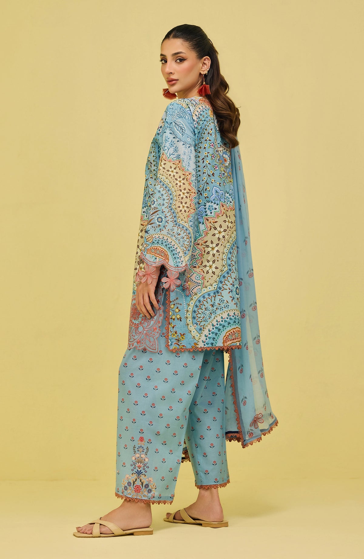 Stitched | 3 Piece | Printed Embroidered | Lawn Shirt | OTL-20896/S BLUE | ARABIC