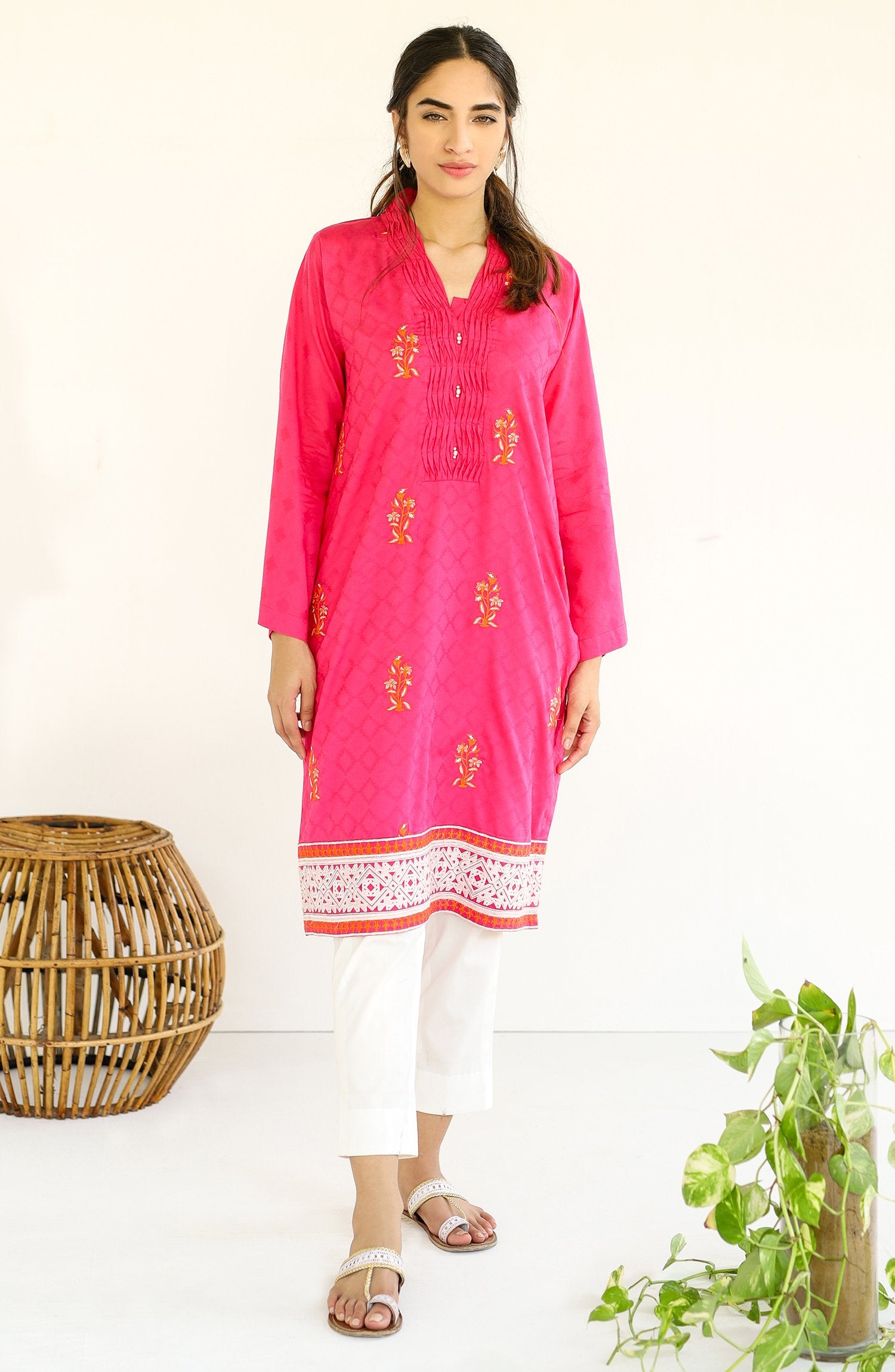 Stitched 1 Piece Embroidered Jacquard Shirt (nrds-116)