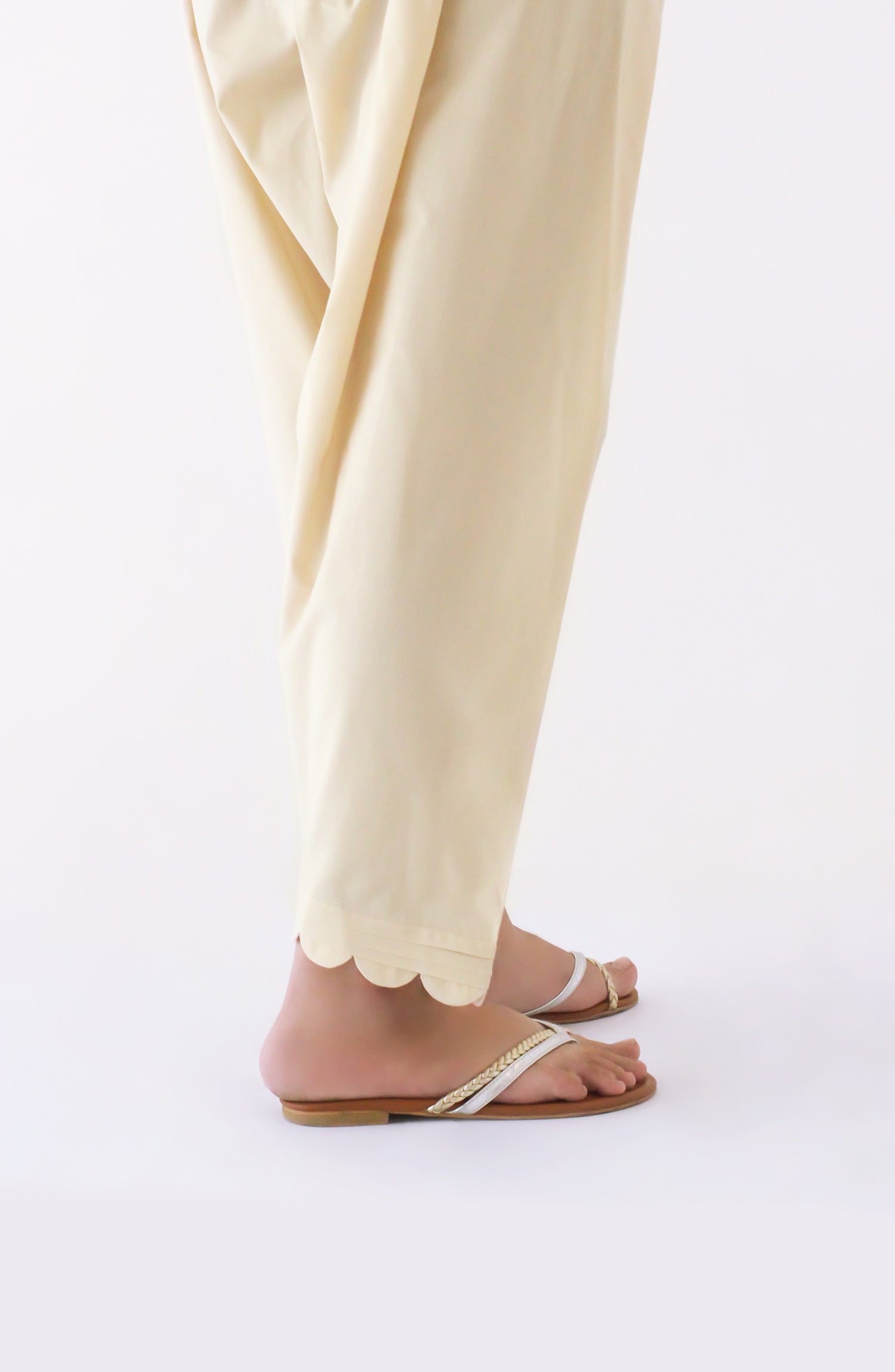 NRP-124/S BEIGE CAMBRIC SCSHALWAR STITCHED BOTTOMS SHALWAR