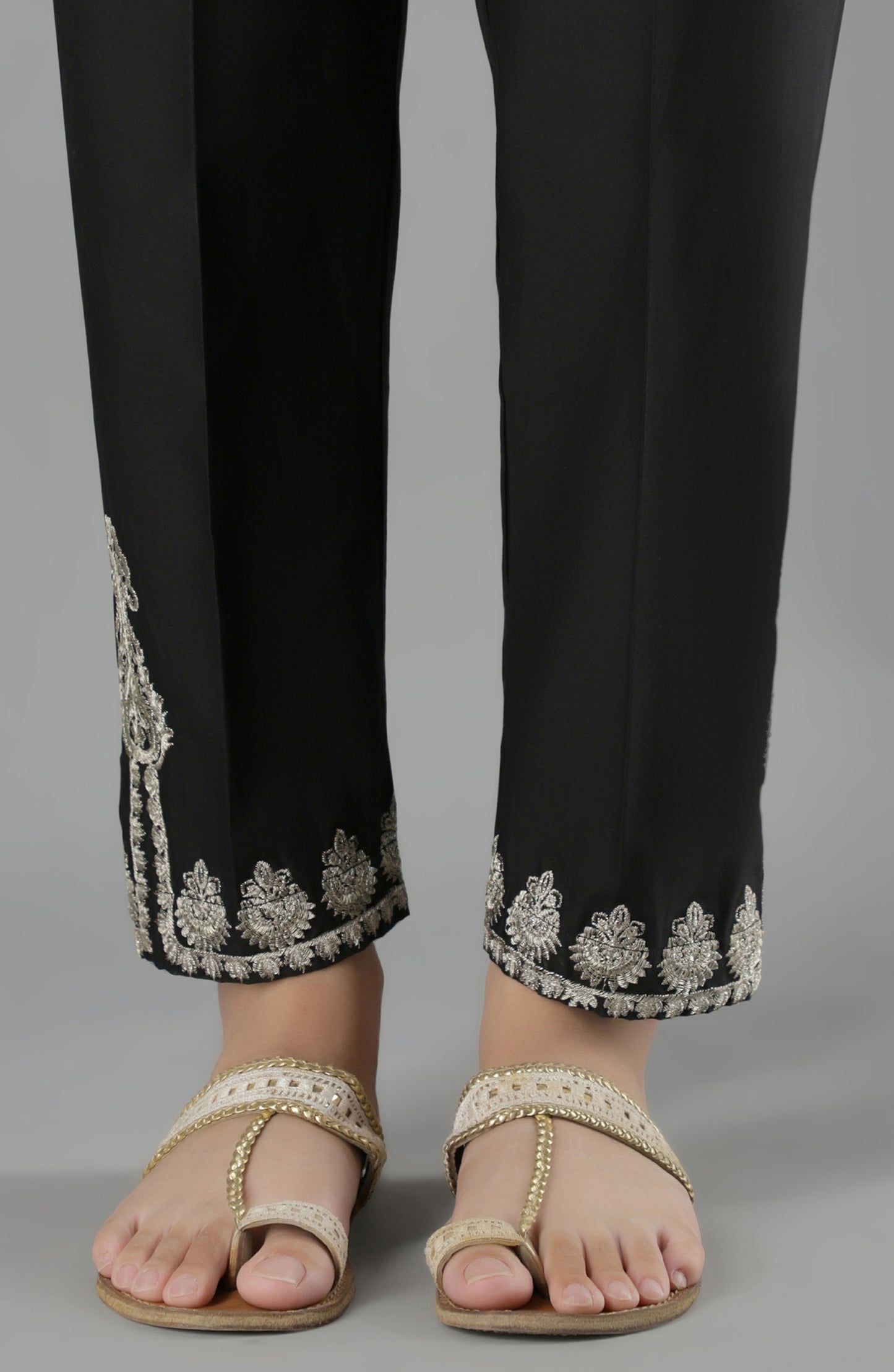 NRPE-52/S BLACK CAMBRIC SCPANTS STITCHED BOTTOMS PANTS