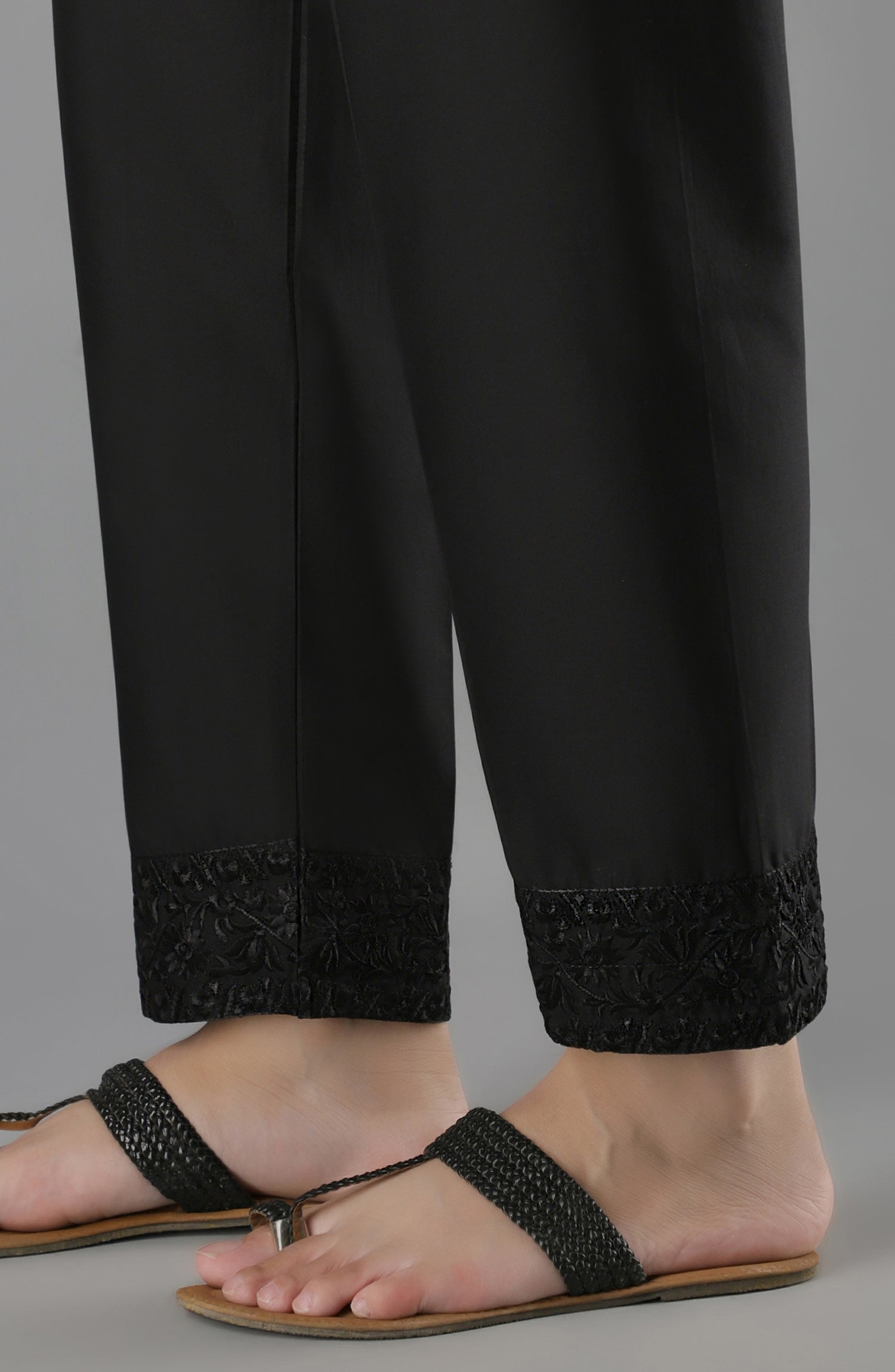 NRPE-58/S BLACK CAMBRIC SCPANTS STITCHED BOTTOMS PANTS