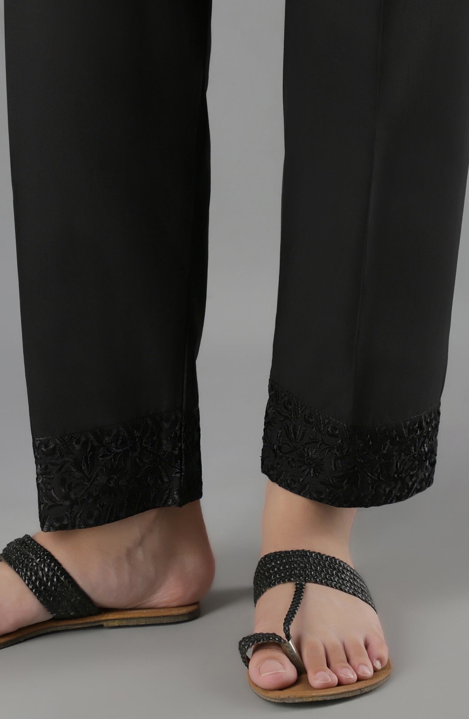 NRPE-58/S BLACK CAMBRIC SCPANTS STITCHED BOTTOMS PANTS