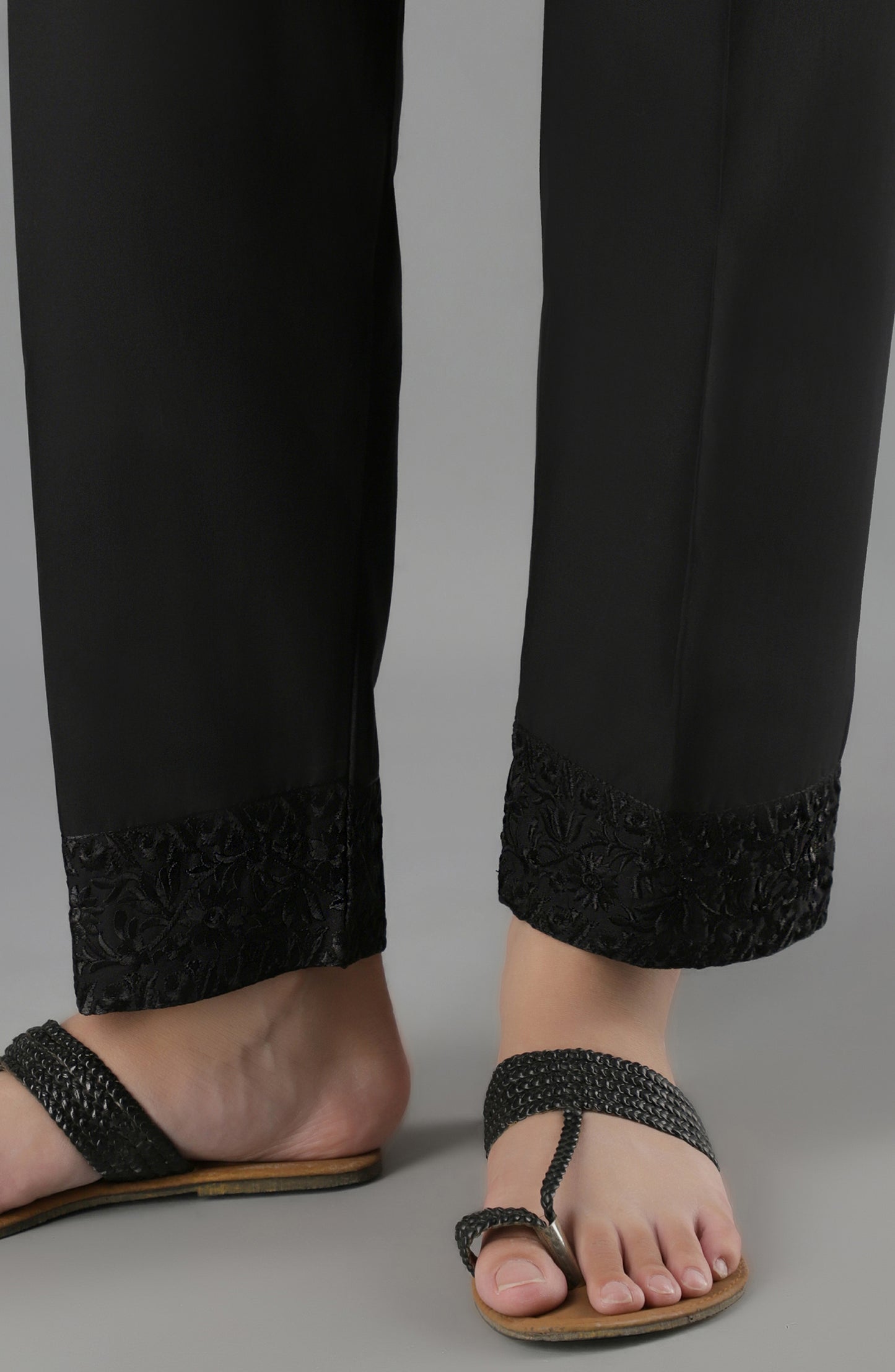 NRPE-58/S BLACK CAMBRIC SCPANTS STITCHED BOTTOMS PANTS