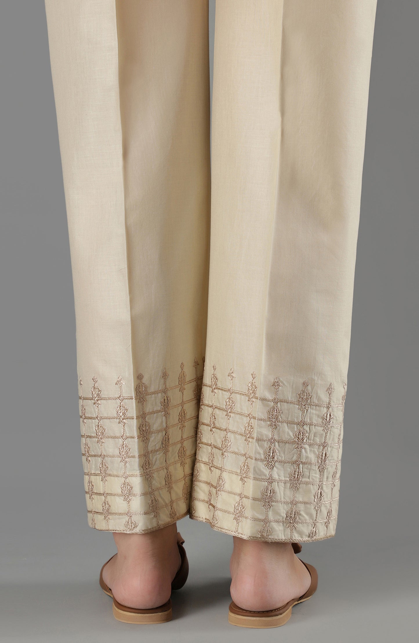 NRPE-65/S BEIGE CAMBRIC SCPANTS STITCHED BOTTOMS PANTS