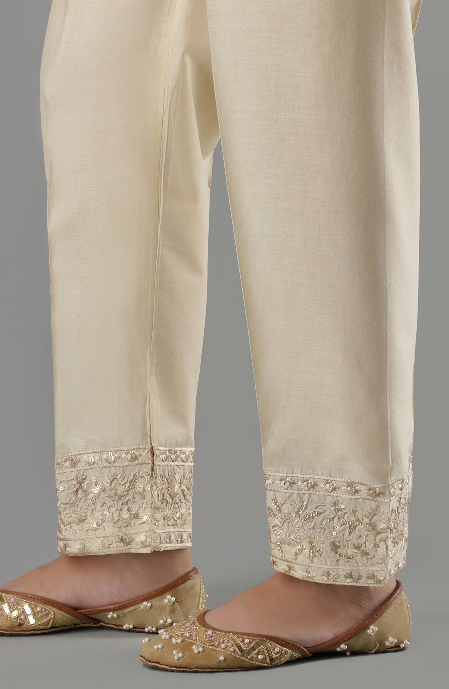 NRPE-66/S BEIGE CAMBRIC SCPANTS STITCHED BOTTOMS PANTS